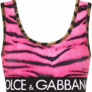 Dolce & Gabbana Vibrant Pink and Black Sports Bra